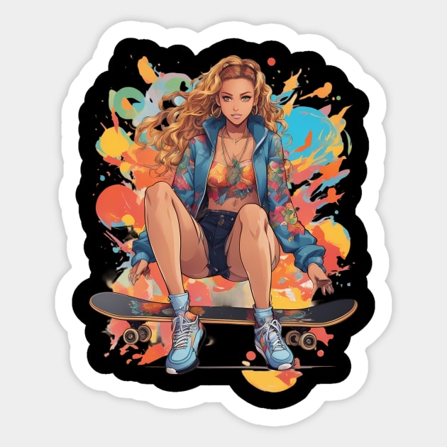 Skater Girl Sticker by animegirlnft